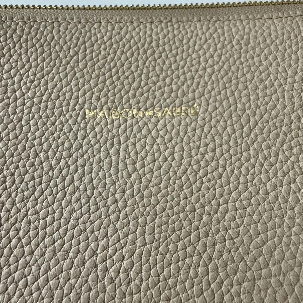 Maison de Sabré Pebbled Leather Laptop Sleeve / Document Case Beige New WOT